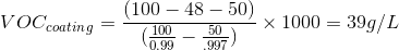 Equation for VOC of Coating