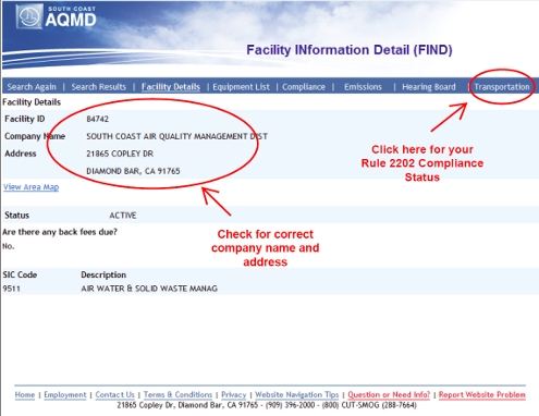 Checking Company Name and Address and Rule 2202 Compliance Status